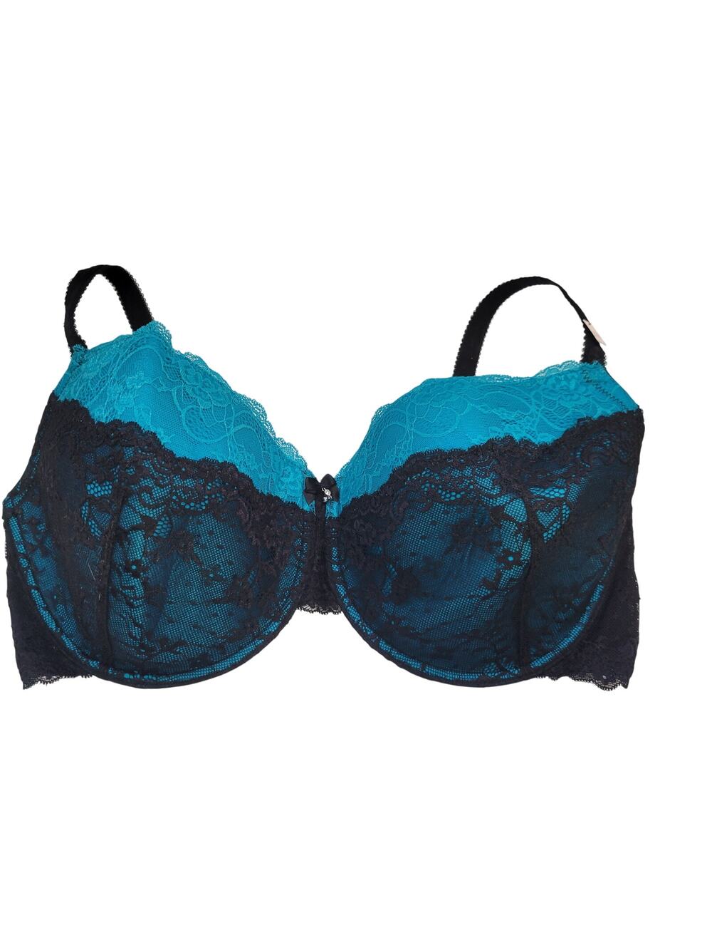 Creme Bralee Bettina Lace Padded Underwire Blue & Black Bra Size 42DDD  6826-366